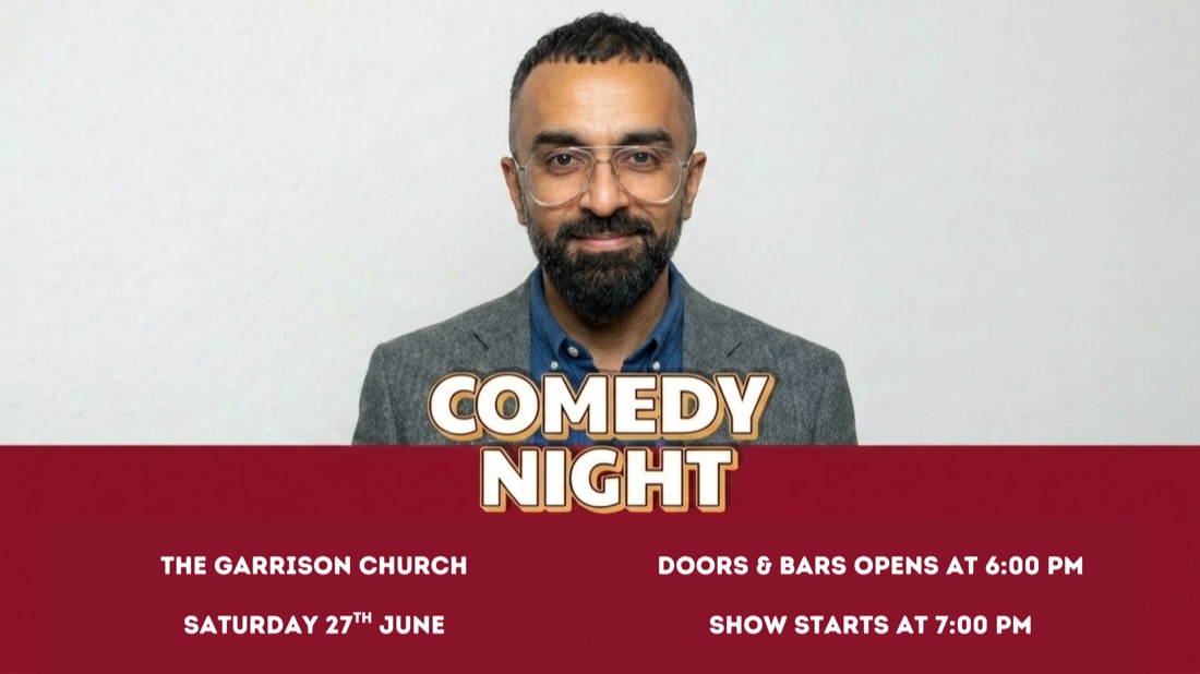 KCD Comedy Night poster — Saturday 27th June at The Garrison Church